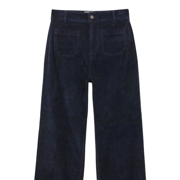 Fat Face NWT Blue Keswick Cord Trousers Wide Leg Front Patch Pockets Size 6R - Picture 7 of 11